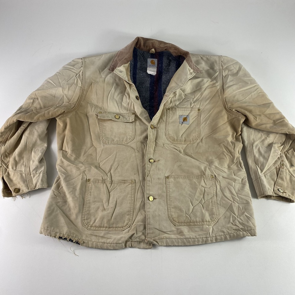 Vintage Carhartt Jacket Mens 48 Detroit Blanket Lined Canvas Coat Distressed